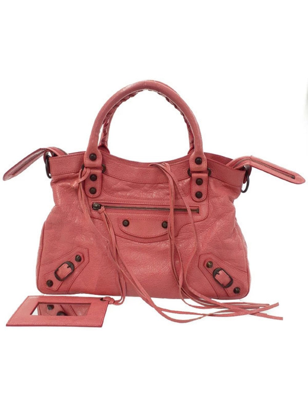 Balenciaga Town Shoulder Bag Motorcycle Pink